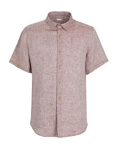 8 by YOOX リネンシャツ LINEN S/SLEEVES REGULAR-FIT SHIRT
 ブラウン リネン 100%
