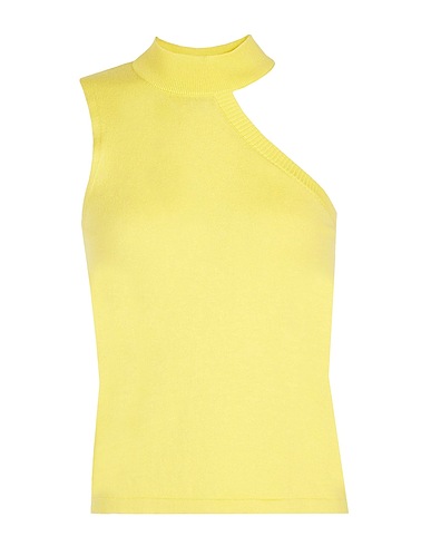 8 by YOOX Off-the-shoulder top Yellow 70% Organic cotton, 20% Polyamide, 10% Silk