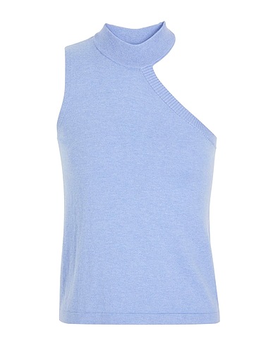 8 by YOOX One-shoulder top Sky blue 70% Organic cotton, 20% Polyamide, 10% Silk