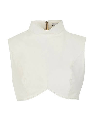 8 by YOOX Bustier LEATHER MOCK NECK CROPPED TOP
 Ivory 100% Lambskin
