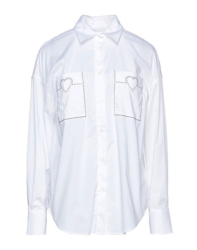 LOVE MOSCHINO Patterned shirts & blouses White 97% Cotton, 3% Elastane
