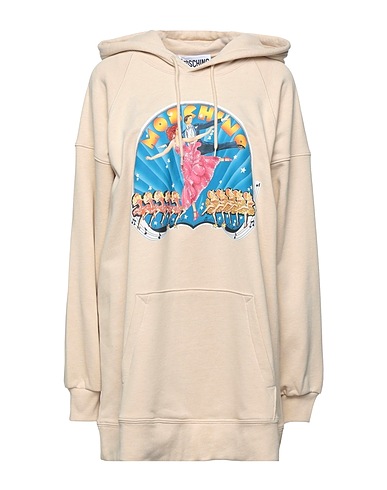 MOSCHINO Hooded track jacket  Beige 85% Cotton, 15% Polyester