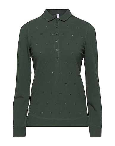 SUN 68 Polo shirt Dark green 95% Cotton, 5% Elastane
