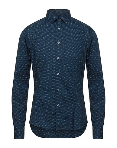 BRANCACCIO Hemd mit Muster Nachtblau 100% Baumwolle