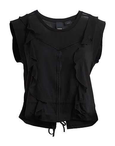 PINKO Top Black 65% Modal, 35% Cotton, Polyester