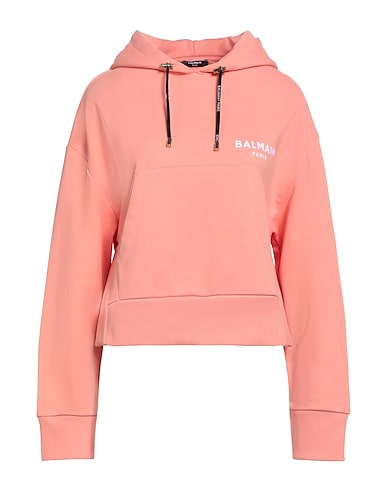 BALMAIN Hooded track jacket  Salmon pink 100% Cotton, Elastane