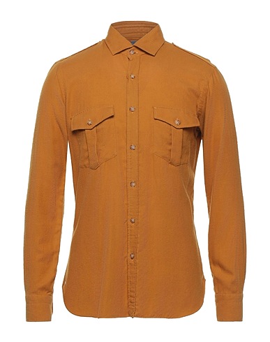 BARBA Napoli Solid colour shirt Marigold 52% Cotton, 48% Tencel™