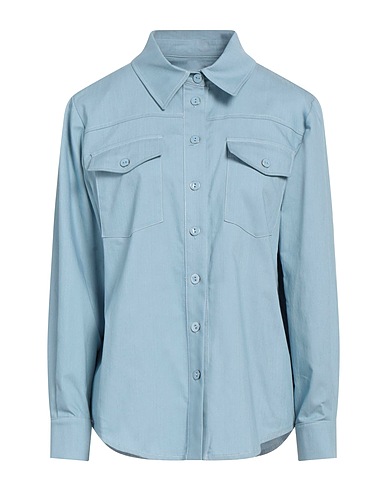 FACE TO FACE STYLE Solid color shirts & blouses Sky blue 80% Cotton, 20% Polyester