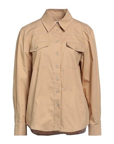FACE TO FACE STYLE Solid color shirts & blouses Beige 80% Cotton, 20% Polyester