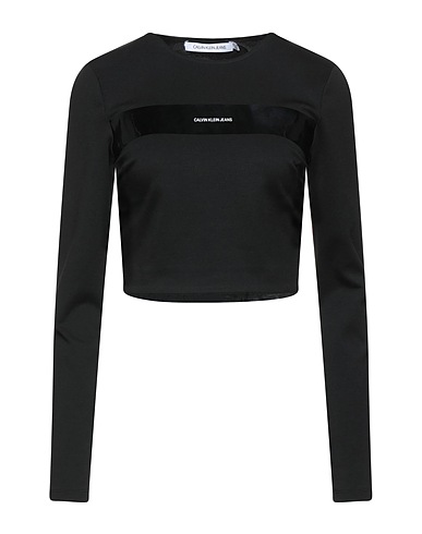 CALVIN KLEIN JEANS Crop top Black 77% Polyester, 19% Viscose, 4% Elastane