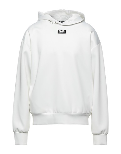 DOLCE&GABBANA Hooded track jacket  White 93% Polyester, 7% Elastane, Polyurethane, Viscose