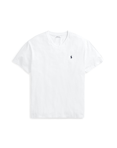 POLO RALPH LAUREN T-shirt basique CLASSIC FIT JERSEY V-NECK T-SHIRT
 Blanc 100% Coton