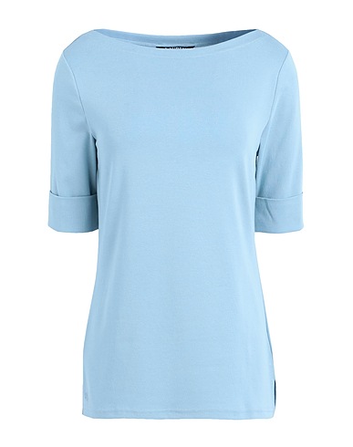 LAUREN RALPH LAUREN Basic T-shirt COTTON BOATNECK TOP
 Sky blue 94% Cotton, 6% Elastane