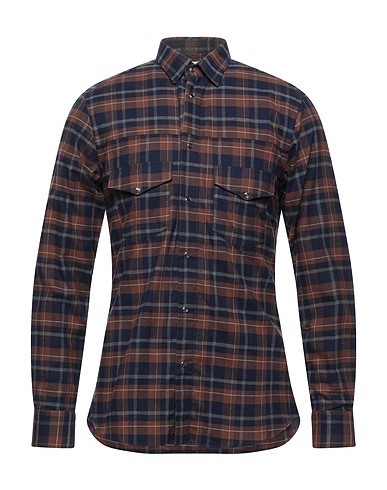 PAOLO PECORA Checked shirt Brown 100% Cotton
