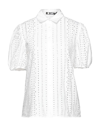 KARL LAGERFELD レースシャツ＆ブラウス ホワイト オーガニックコットン 100%