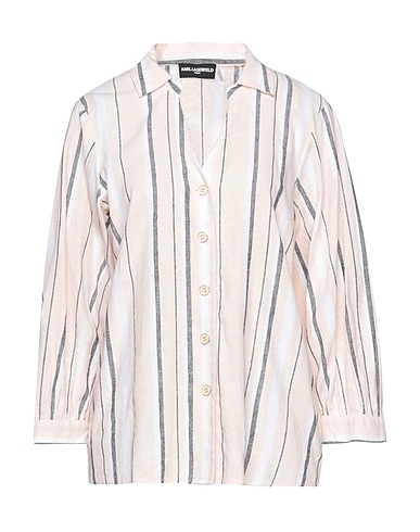 KARL LAGERFELD ストライプ柄シャツ ホワイト レーヨン 70% / リネン 30%
