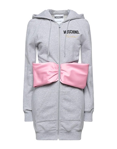 MOSCHINO Hooded track jacket  Grey 100% Cotton, Polyester