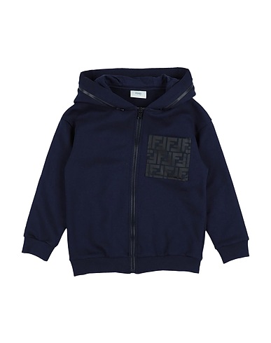 FENDI Hooded track jacket  Midnight blue 100% Cotton, Polyamide