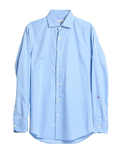 GLANSHIRT Solid color shirt Sky blue 100% Cotton