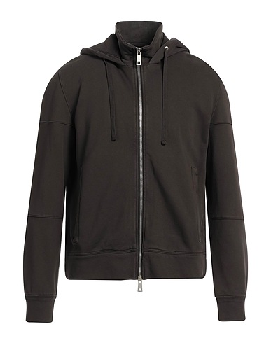 PAOLO PECORA Hooded track jacket  Dark brown 100% Cotton