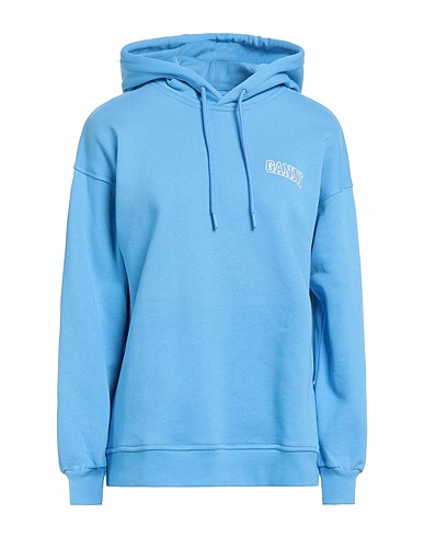 GANNI Hooded track jacket  Azure 70% Organic cotton, 30% Recycled polyester