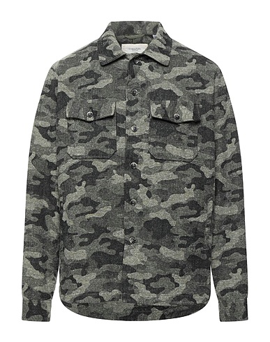 TINTORIA MATTEI 954 Patterned shirt Dark green 60% Cotton, 30% Polyester, 10% Acetate