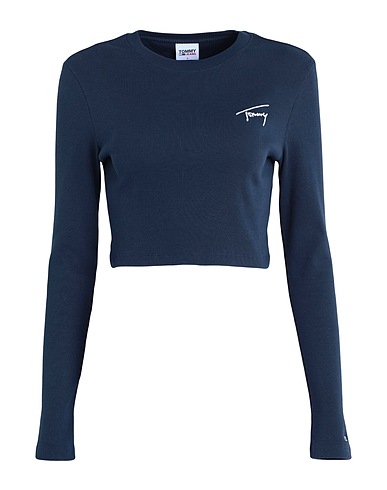 TOMMY JEANS Crop top Blu notte 94% Cotone, 6% Elastan