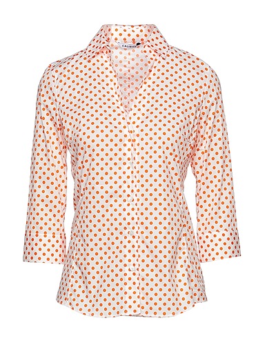 CALIBAN Patterned shirts & blouses Orange 97% Cotton, 3% Elastane