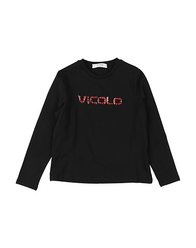 VICOLO T-shirt Black 90% Cotton, 10% Elastane