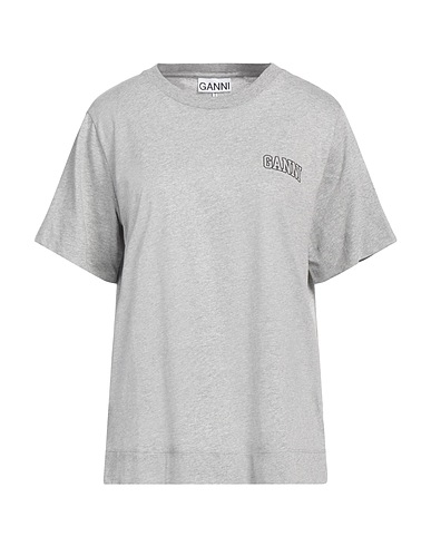 GANNI Basic T-shirt Light grey 50% Recycled cotton, 50% Recycled polyester