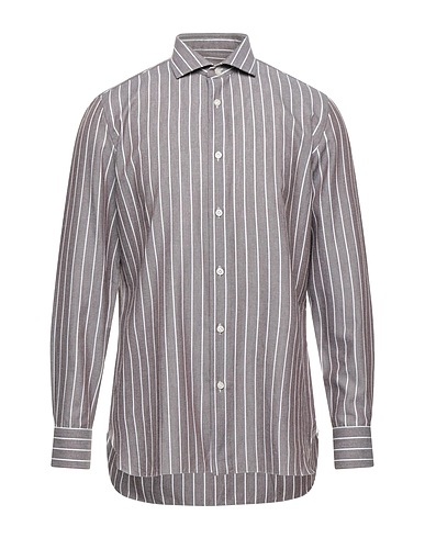 GIAMPAOLO Gestreiftes Hemd Dunkelbraun 73% Baumwolle, 26% Polyester, 1% Andere Fasern