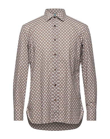 GIAMPAOLO Patterned shirt Khaki 100% Cotton