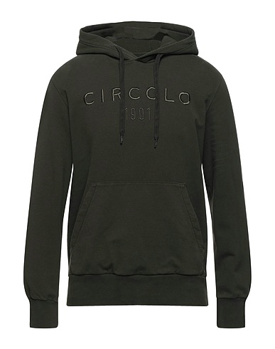 CIRCOLO 1901 Hooded track jacket  Dark green 95% Cotton, 5% Elastane