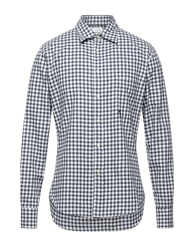 MASTER COAT Checked shirt Slate blue 100% Cotton