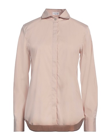 BRUNELLO CUCINELLI Shirts Beige 72% Cotton, 23% Polyamide, 5% Elastane, Brass