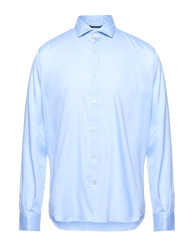 BROOKSFIELD Solid colour shirt Sky blue 100% Cotton