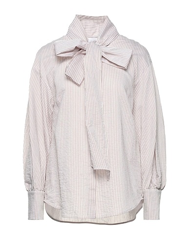 FABIANA FILIPPI Shirts & blouses with bow Khaki 78% Cotton, 19% Silk, 2% Polyester, 1% Polyamide