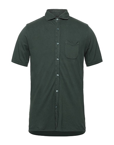 R3D WÖÔD Solid color shirt Dark green 100% Cotton