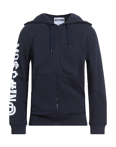 MOSCHINO Hooded track jacket  Midnight blue 100% Cotton