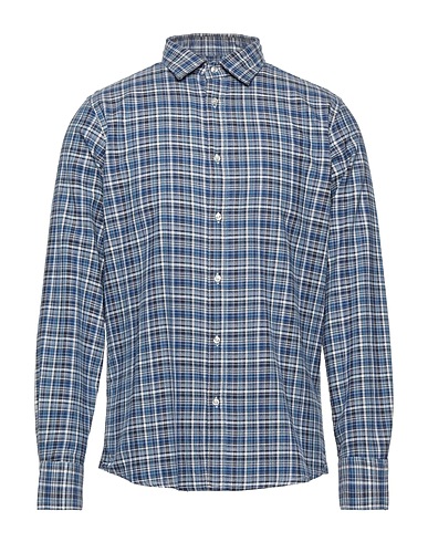 R3D WÖÔD Checked shirt Blue 100% Cotton