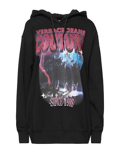 VERSACE JEANS COUTURE Hoodie Schwarz 100% Baumwolle, Elastan