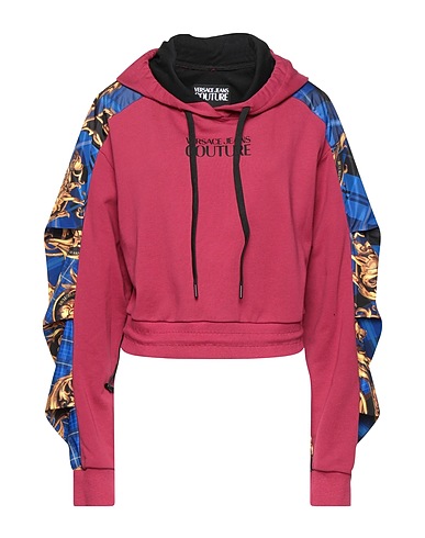 VERSACE JEANS COUTURE Hooded track jacket  Garnet 100% Polyester, Cotton, Elastane