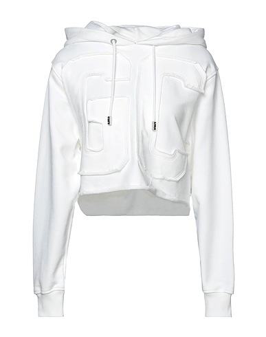 GCDS Hooded track jacket  White 100% Cotton