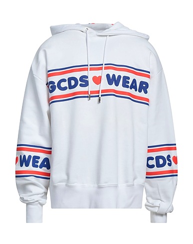 GCDS Hooded track jacket  White 100% Cotton