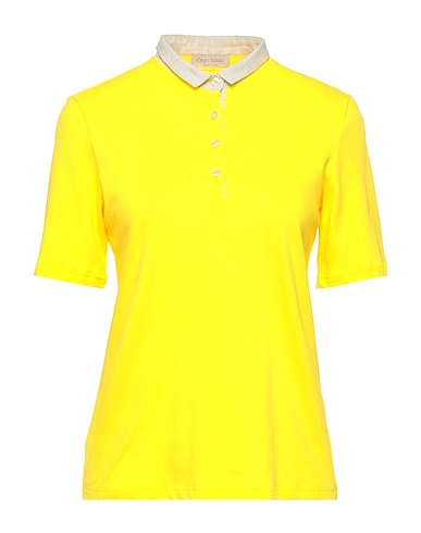 GRAN SASSO Polo shirt Yellow 93% Cotton, 7% Elastane