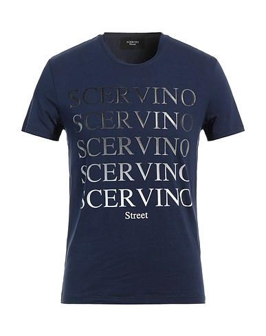 SCERVINO Basic T-Shirt Midnight blue 95% Cotton, 5% Elastane