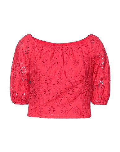 PINKO Off-the-shoulder top Red 100% Cotton