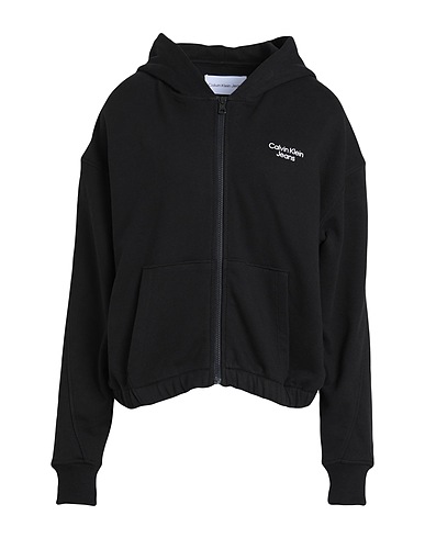 CALVIN KLEIN JEANS Hooded track jacket  Black 100% Cotton