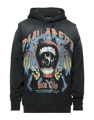 DSQUARED2 Hooded track jacket  Charcoal 100% Cotton, Elastane