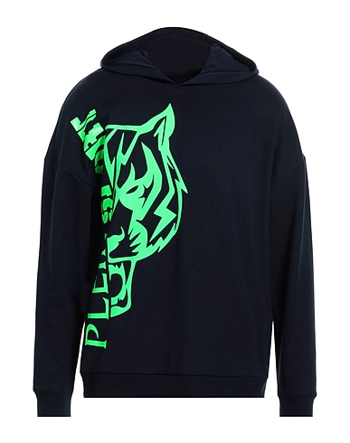 PLEIN SPORT Hooded track jacket  Midnight blue 52% Cotton, 48% Polyester
